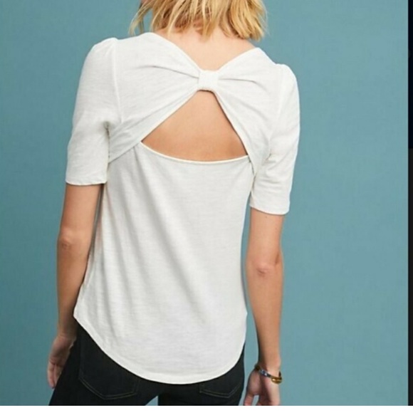 Anthropologie meadow Rue white cutout back bow top - Picture 4 of 5